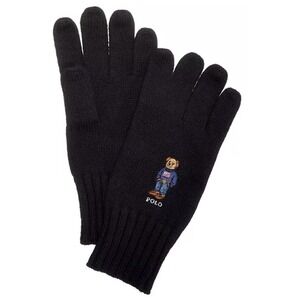Ralph Lauren Polo Bear Knit Gloves Hunter Navy Flag Bear Ribbed Cuff SOLD OUT